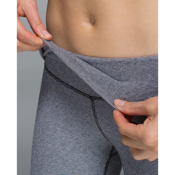 Lululemon Wunder Under Pant Cotton Stripe Black White Legging RARE - Picture 2 of 16